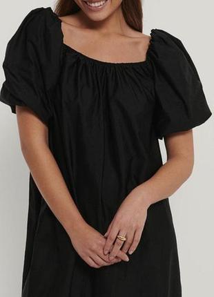 Свободное, коттоновое платье с объемными рукавами от h&amp;m