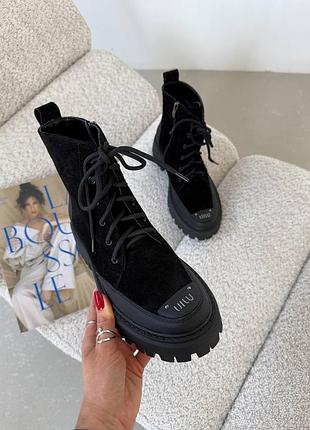 Черевики жіночі замшеві зимові чорні