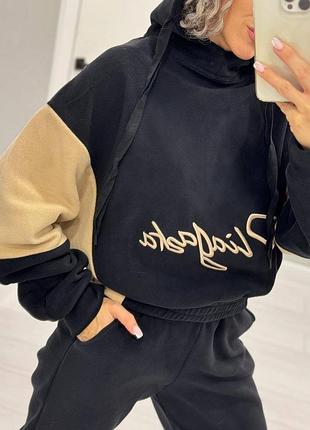 Теплый женский брючный прогулочный костюм