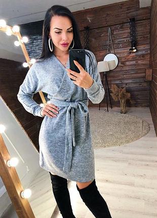 Распродажа 🏷 теплое ангоровое платье под пояс
