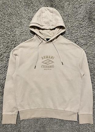 Худі жіноче armani exchange оригінал з вишитим лого бежевий унісекс