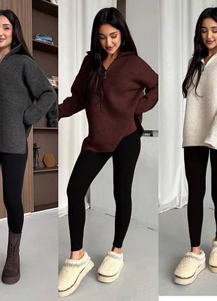 Женский комплект двойка в четырех цветах туника+лосины ткань ангора рубчик