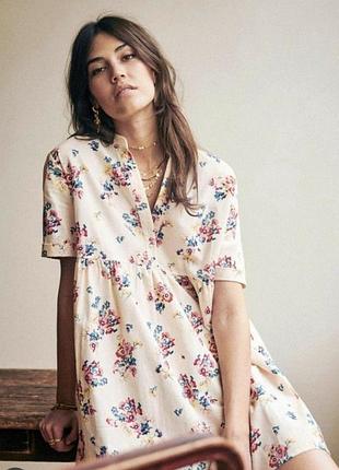 Sezane красивое платье оверсайз лен хлопок хл/л/м