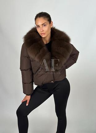 Жіночий пуховик з хутром песця | модний пуфер 2025