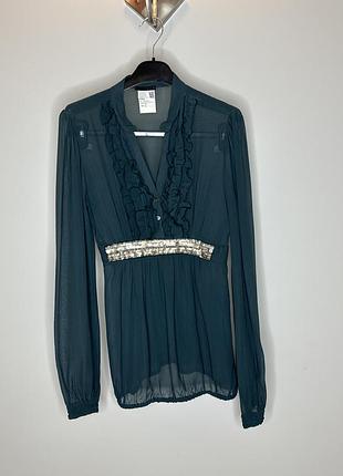 Блузка pinko з шовку смарагдова xs-s