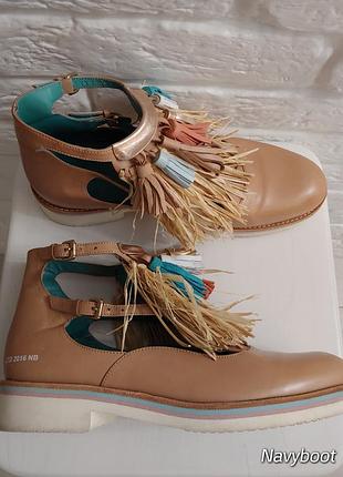 Стильные ботильоны стиль бохо натуральная кожа от швейцарского бренда navyboot