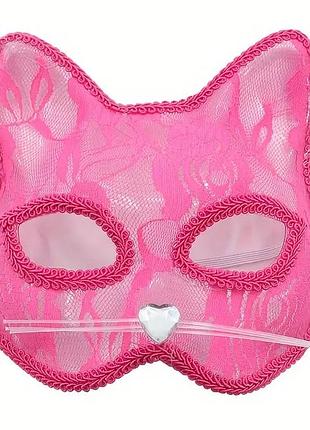 Сексуальна мережива маска кішки рожева