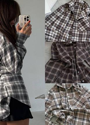 Крута сорочка в клітку з корсетною спинкою