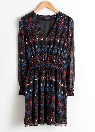 Платье шифоновое с принтом "& other stories" длинный рукав, eur 42.