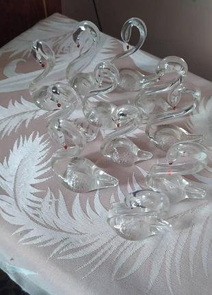 Лебеди стеклянные статуэтки