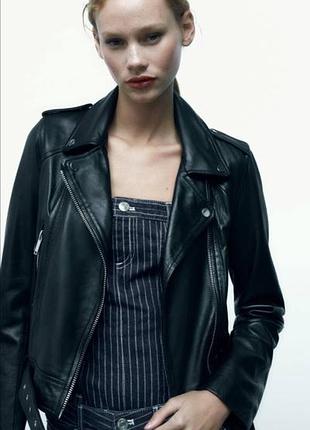 Куртка шкіряна zara косуха натуральна шкіра