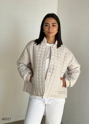 Женский стеганый бомбер куртка демисезона черный, бежевый, коричневый