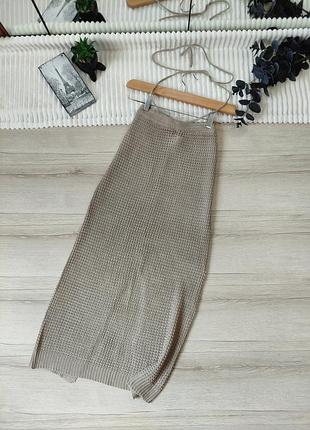 Вязаная юбка-миди с разрезом shein p m-l