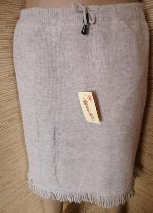 Стильная в"язаная юбка с бахромой р. 48/50
