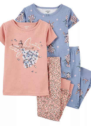 Carters комплект набор хлопковых пижам 2 шт картерс пижама fairy tops bottoms