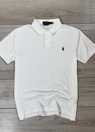Новая белая поло футболка ральф лаурен polo ralph lauren custom slim fit, размер m, оригинал