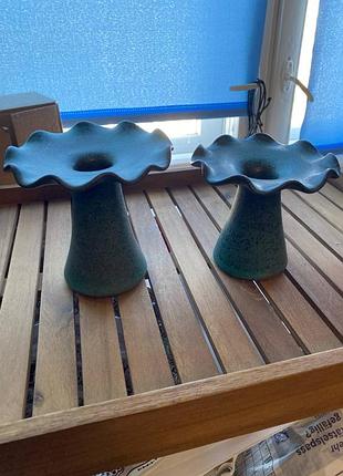 Подсвечники из глазуров керамики. töpfer-julchen, германия, 60-е годы.