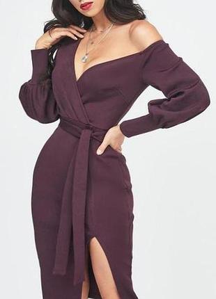 Распродажа платье lavish alice миди с разрезом и приспущенным плечом