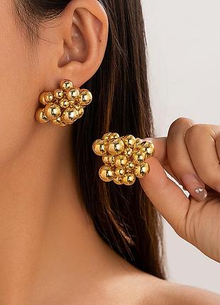Серьги женские золотые шарики новые