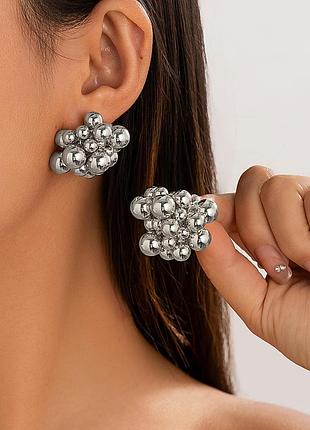 Серьги женские серебряные шарики новые