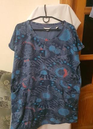 Короткое платье большого размера с приспущенными плечами (на все размеры пилийд), как туника может быть, с карманами,83см длина, 62см в груди,натуральное