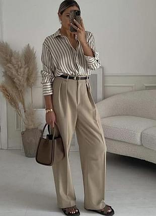 Брюки штани бежеві поліестер shein, 36-38, s-m