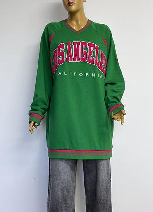 Fb sister зелений подовжений світшот светр туніка на флісі в спортивному стилі повсякденний оверсайз р. m l