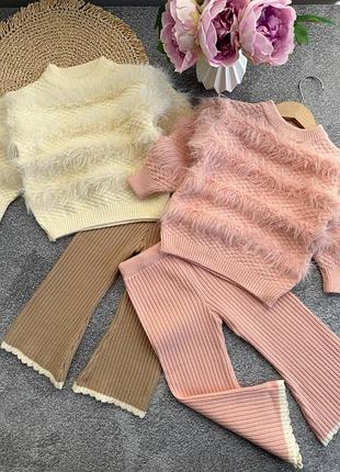 В’язаний костюм для дівчинки фото + штани