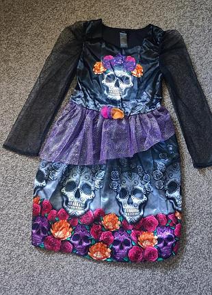 Платье с скелетами на хеллоуин