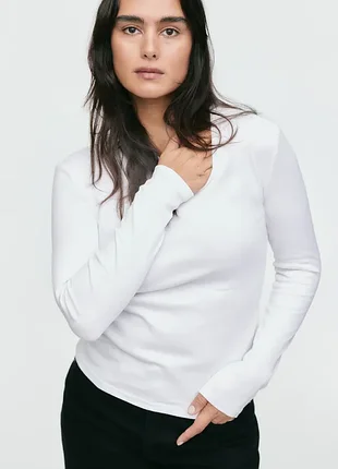 H&m базовий лонгслів в рубчик р.xl/xxl