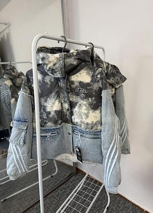 Пуховик комбінований з джинсою