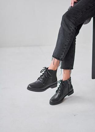 Демисезонные ботинки черные с резиновыми вставками | 91570