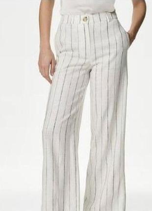 Натуральные свободные брюки в полоску