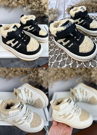 Детские теплые ботиночки два цвета тедди мех