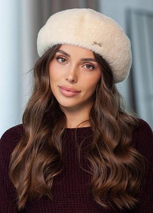 Берет из эко меха альпака, берет альпака, берет из эко-меха, берет зимний