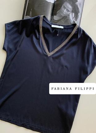 Fabiana filippi итальянская шелковая блуза футболка с моницильей бренд премиум сегмента
