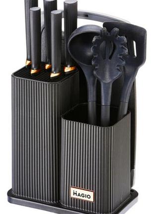 Набір кухонного приладдя 10 предметів на підставці з дошкою