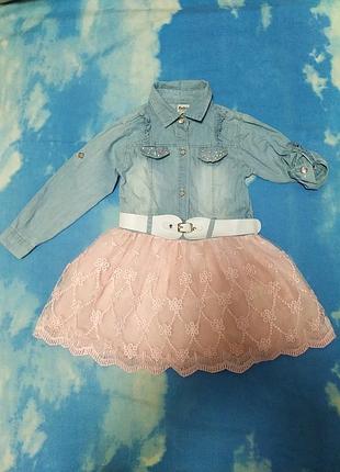 Нарядна,модна,джинсова сукня,платя для дівчинки 3-4 р