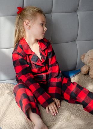 Натуральная пижама для деток в клетку