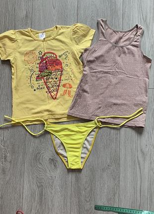 Лот маєчка і футболка і плавки на дівчинку