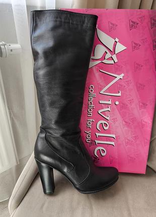 Высокие сапоги сапоги сапожки кожа козырь мех мех мех меховые зима зима зимние ботинки каблук на каблуке (107)