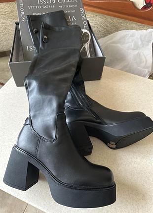 Чоботи ботфорти vitto rossi натуральна шкіра р.39 нові