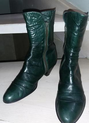 Bianco (голландия) - люксовые кожаные ботильоны, Изумрудные, р. 38 (25 см)