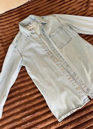 Джинсова куртка-сорочка zara