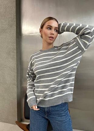 Женский свитер джемпер в полоску оверсайз
