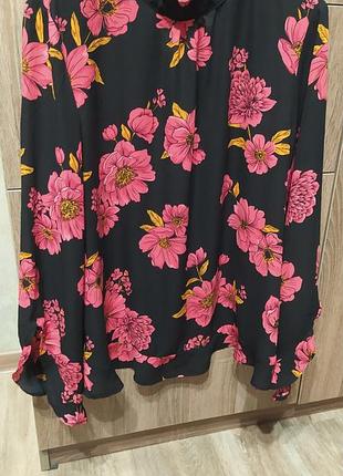 Блуза с оборками стойка, длинньій рукав 48