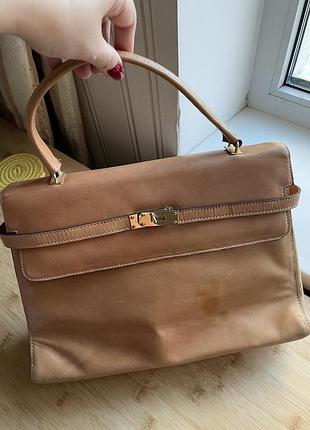 Сумка жіноча вінтаж hermes коричнева руда шкіра мʼяка