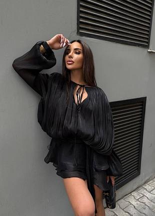 Якісна міні сукня з воланами з штучного шовку ♥️ неймовірна сукня міні ♥️ коктейльна сукня ♥️