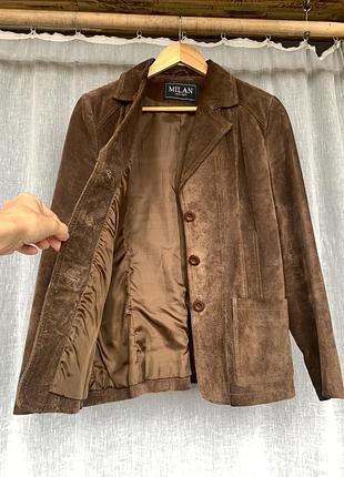 Коричневий замшевий жакет жіночий з натуральної шкіри