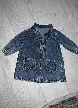 Джинсовое платье с карманами для девочки